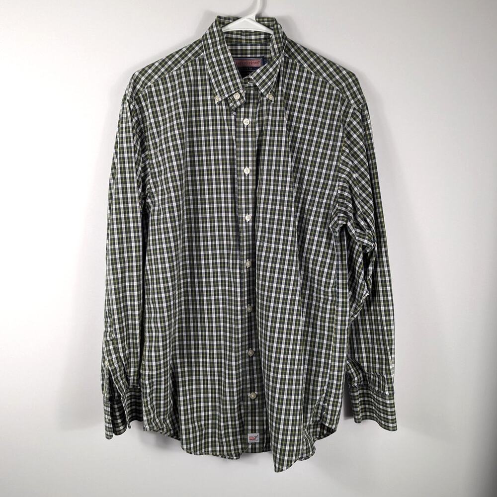 Vineyard Vines Murray Shirt Medium Plaid Button Down Cotton Long Sleeve Mens